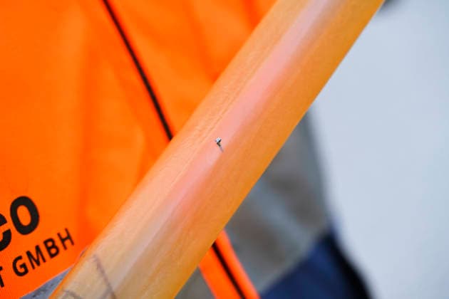 Metal splinters in a bicycle inner tube At the Ironman Hamburg sporting event, there were numerous breakdowns on the cycling course because metal splinters were scattered by unknown persons on a road in Kirchwerder, Kirchwerder, Hamburg, Germany Hamburg Kirchwerder Hamburg Germany FOR EDITORIAL PURPOSES ONLY EDITORIAL USE ONLY