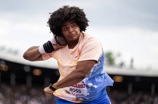 260607 Jaida Ross of United States competes in the women s shot put during Bauhaus galan, part of the Diamond League series, June 7, 2026 in Stockholm Photo Fredrik Karlsson BILDBYRAN COP 185 MT1057 friidrott athletics friidrett diamond league bauhaus galan bbeng stockholm dam kula shot put  Copyright: FREDRIKxKARLSSON BB260607FK017