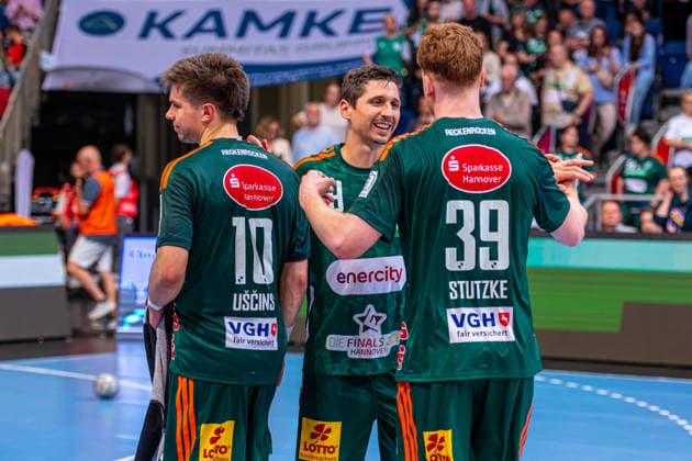 Marius Steinhauser TSV Hannover Burgdorf, No. 19 v l , TSV Hannover Burgdorf green against MT Melsungen red on matchday 34 of the 2025 2026 season in the DAIKIN Handball Bundesliga 07 06 2026, ZAG Arena Hannover, GER , Copyright: xJanxGuentherx xTSVxHannover-Burgdorfx