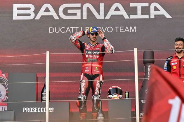 MOTO - MOTO GP - HUNGARY GRAND PRIX 2026 BAGNAIA Francesco (ita), Ducati Lenovo Team, Ducati Desmosedici GP26, portrait celebrates his third place on podium during the 2026 MotoGP Grand Prix of Hungary , on Balaton Park circuit, from June 5 to 7, in Hungary - Balaton ParkHungary  Copyright: xGIGIxSOLDANOx