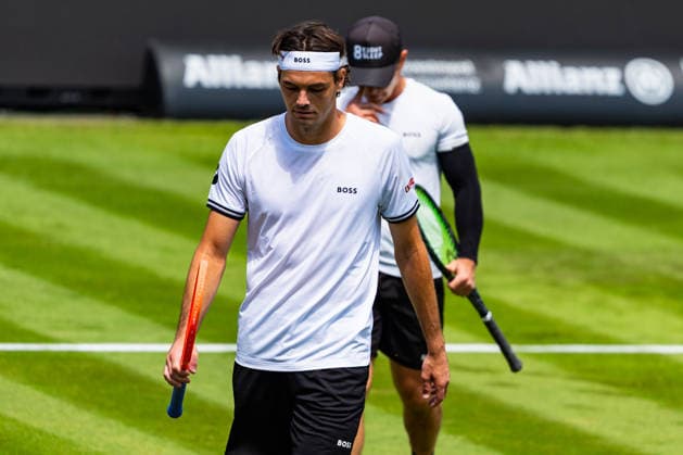 Stuttgart, GERMANY - June 07: Taylor Fritz (USA) during the practice Match between Taylor Fritz (USA) vs. Alexander Bublik (KAZ) at BOSS OPEN 2026, Tennisanlage Weissenhof on June 07, 2026 in Stuttgart, Germany. Baden-Württemberg Germany Copyright: xTimoxSteinx