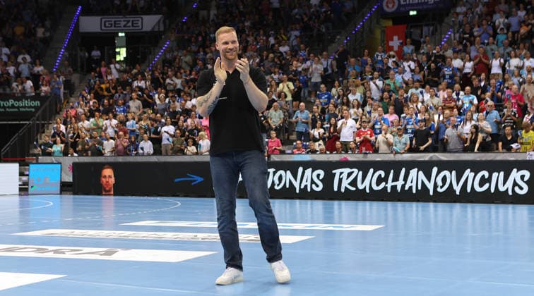Stuttgart , Handball TVB Stuttgart VS HC Erlangen, Jonas Truchanovicius TVB says goodbye