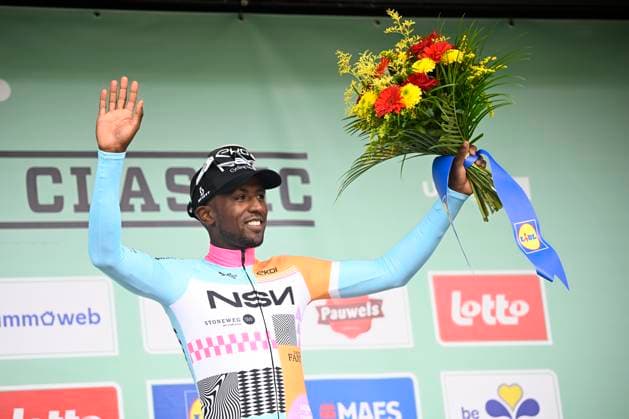 Brussels Cycling Classic 2026 Cycling Race BRUSSEL, BELGIUM - JUNE 07 : Girmay Biniam (ERI) of NSN Cycling Team on the podium during the 106th edition of Brussels Cycling Classic an UCI ProSeries 1.Pro one day cycling road race for Men Elite of 206.3 km with start in Brussel and finish in Brussel on June 7, 2026 in Brussel, Belgium, 07 06 2026 ( Motordriver Stephan Boone - Brussel Belgium  Copyright: xTomasxSiskx