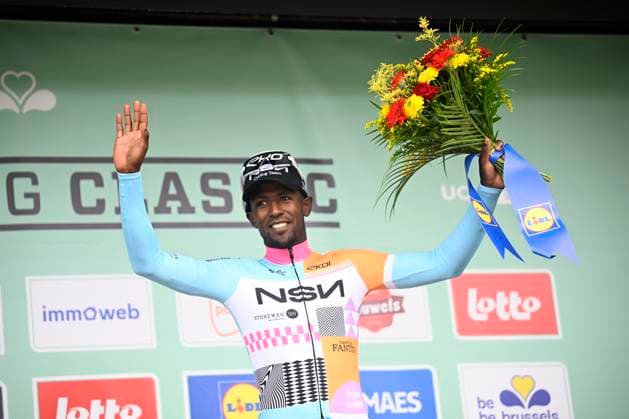 Brussels Cycling Classic 2026 Cycling Race BRUSSEL, BELGIUM - JUNE 07 : Girmay Biniam (ERI) of NSN Cycling Team on the podium during the 106th edition of Brussels Cycling Classic an UCI ProSeries 1.Pro one day cycling road race for Men Elite of 206.3 km with start in Brussel and finish in Brussel on June 7, 2026 in Brussel, Belgium, 07 06 2026 ( Motordriver Stephan Boone - Brussel Belgium  Copyright: xTomasxSiskx