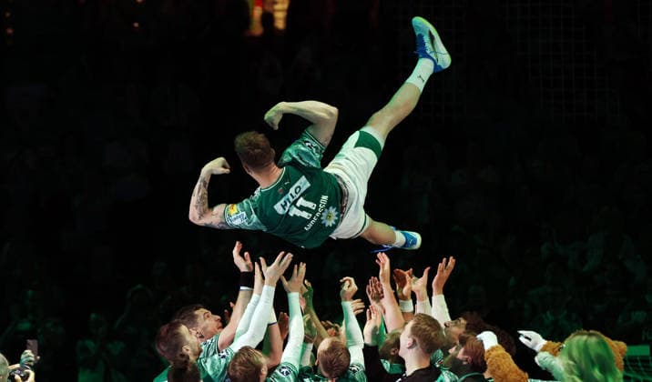 Lasse Andersson is bid farewell and celebrated Sport Handball HBL Bundesliga Men 34 Matchday Season 2025 2026 07 06 2026 Füchse Berlin vs SG Flensburg Handewitt