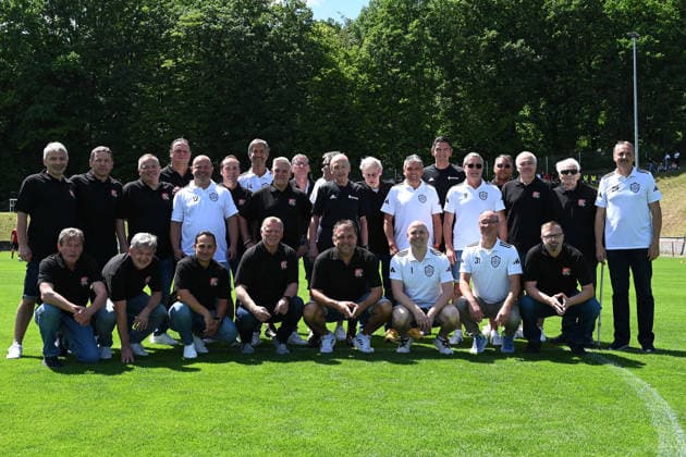 07 06 2026 Soccer season 2025 2026 Test match friendly match preparation match SV Gloria Weilersbach TSV Germania Kirchehrenbach LuPf xluxpfx SV Weilersbach and TSV Germania Kirchehrenbach with Deniz Aytekin referee sixth from right back