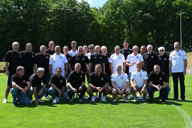 07 06 2026 Soccer season 2025 2026 Test match friendly match preparation match SV Gloria Weilersbach TSV Germania Kirchehrenbach LuPf xluxpfx SV Weilersbach and TSV Germania Kirchehrenbach with Deniz Aytekin referee sixth from right back