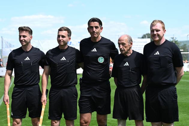 07 06 2026 Soccer season 2025 2026 Test match friendly match preparation match SV Gloria Weilersbach TSV Germania Kirchehrenbach LuPf xluxpfx David Wagner assistant , Benjamin Wagner assistant , Deniz Aytekin referee , Hans Rößlein Roesslein assistant and Felix Wild assistant from left