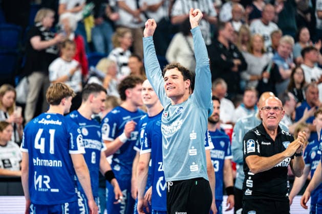 07 06 2026, xdobgx, Handball Daikin HBL, THW Kiel TBV Lemgo Lippe v l Constantin Möstl TBV Lemgo Lippe, 1 Cheering about the victory, cheering after the end of the game Kiel