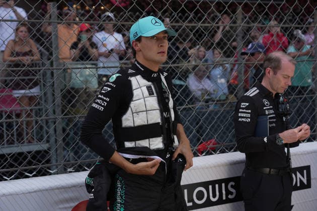 Formula 1 Louis Vuitton Grand Prix Monaco 2026 07 06 2026, Circuit de Monaco, Monte Carlo, Formula 1 Louis Vuitton Grand Prix Monaco 2026 ,in the picture George Russell GBR , Mercedes AMG Petronas Formula One Team with a cooling vest nordphotoxGmbHx xBratic nph00250