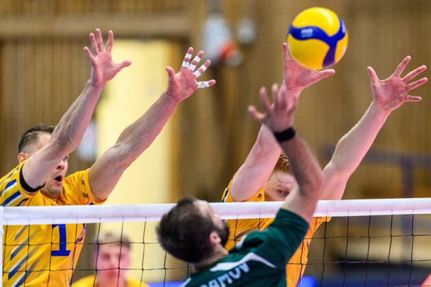 260607 Jacob Link and Jacob Ekman of Sweden during the European League volleyball match between Sweden and Azerbaijan on June 7, 2026 in Lund Photo Mathilda Schuler BILDBYRAN kod MA MA0996 volleyboll volleyball european league sweden azerbaijan bbeng  Copyright: MATHILDAxSCHULER BB260607MA026