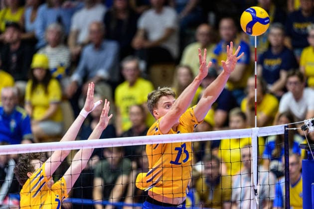 260607 Axel Enlund of Sweden during the European League volleyball match between Sweden and Azerbaijan on June 7, 2026 in Lund Photo Mathilda Schuler BILDBYRAN kod MA MA0996 volleyboll volleyball european league sweden azerbaijan bbeng  Copyright: MATHILDAxSCHULER BB260607MA028