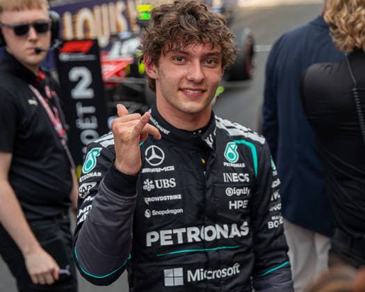 FORMULA 1 - GP of Monaco MONTE CARLO,MONACO,07.JUN.26 - MOTORSPORTS, FORMULA 1 - Grand Prix of Monaco, Circuit de Monaco. Image shows the rejoicing of Kimi Antonelli (ITA Mercedes).  GEPAxpictures xGabrielxLopez