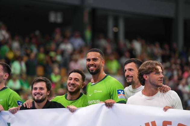 Wetzlar, Germany, June 7th 2026: Ahmed Nafea ( 79 Wetzlar ) Philipp Ahouansou ( 19 Wetzlar ) during the Daikin Handball-Bundesliga match between HSG Wetzlar and SC Magdeburg at Buderus Arena Wetzlar. (Julia Kneissl SPP)  Copyright: xJuliaxKneisslx xSPPx spp-en-JuKnSp-20260607_SPP_JuliaKneissl_11.jpeg
