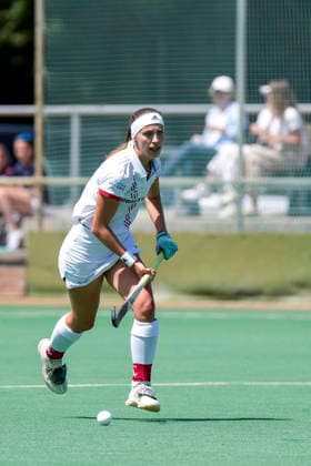 Johanna Mühl TSVMH, 8 , on the ball, cropped, full body, single image, single photo, action, action, 07 06 2026, Mannheim Germany , Hockey, 2 Bundesliga, Group South, Women, TSV Mannheim Nürnberger HTC xozx