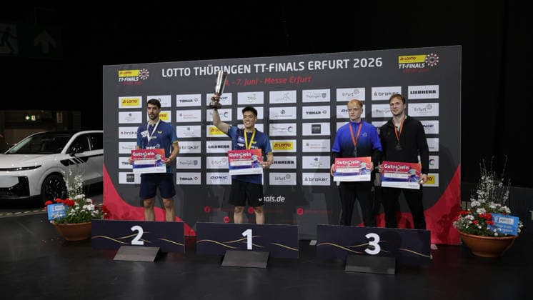 Dang Qiu German Champion 2026 GER Erfurt TT Finals 2026 German Championships, Table Tennis Exhibition Hall Erfurt 07 06 2026 GER Erfurt TT Finals 2026 German Championships, Table Tennis Exhibition Hall Erfurt 07 06 2026 Thuringia German Championships 06 06 2026 Erfurt Copyright: xEibner-Pressefoto JoergxHirschx EP_JHH