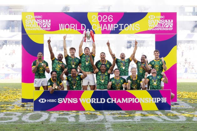 Bordeaux Sevens, SVNS Rugby World Championship, WM, Weltmeisterschaft Die neuen Weltmeister im Siebener-Rugby: Südafrika. Drittes Turnier der SVNS World Championship, Siebener-Rugby WM vom 5. bis 7. Juni 2026 in Bordeaux (Frankreich). Finaltag, 7. Juni 2026., Bordeaux Region Nouvelle-Aquitaine Frankreich Stade Atlantique *** Bordeaux Sevens, SVNS Rugby World Championship The new world champions in sevens rugby South Africa Third tournament of the SVNS World Championship, Sevens Rugby World Cup from June 5 to 7, 2026 in Bordeaux France Final day, June 7, 2026 , Bordeaux Region Nouvelle Aquitaine France Stade Atlantique