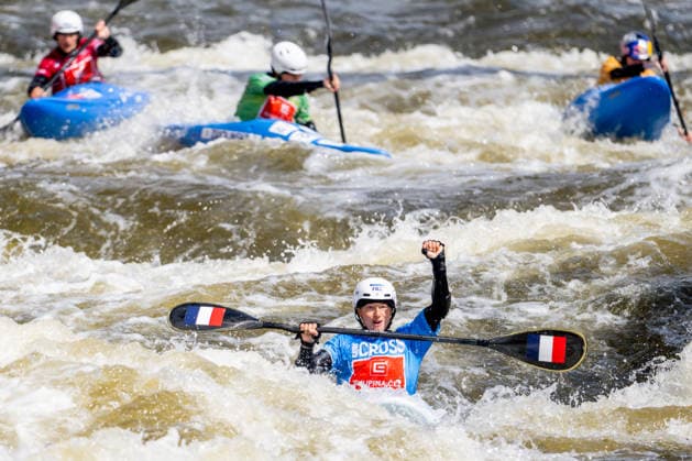 2026 ICF Canoe Slalom World Cup in Prague, Czech Republic, on June 7, 2026. Women s kayak cross finals. Winner Camille Prigent from France. (CTKxPhoto OndrejxDeml) CTKPhotoP2026060703702  CTKPhotoP2026060703702