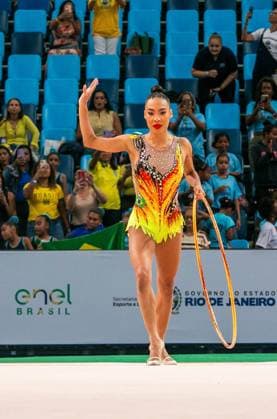 RECORD DATE NOT STATED Pan American Rhythmic gymnastics, Rhythmische Sportgymnastik, RSG championship, in Rio de Janeiro Rio de Janeiro (RJ) 07 06 2026 - Pan American Gymnastics Rhythmic Gymnastics Rio de Janeiro - Athlete Geovanna Santos (Brazil), in the hoop final, at the Pan American Adult Rhythmic Gymnastics Championship this Sunday (07), at Arena Carioca 1, in the Barra da Tijuca Olympic Park.(Foto: Lucas Simonin Gomes Thenews2 imago images) SPO  Copyright: xLucasxSimoninxGomesx