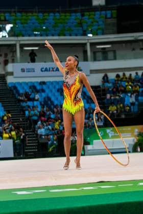 RECORD DATE NOT STATED Pan American Rhythmic gymnastics, Rhythmische Sportgymnastik, RSG championship, in Rio de Janeiro Rio de Janeiro (RJ) 07 06 2026 - Pan American Gymnastics Rhythmic Gymnastics Rio de Janeiro - Athlete Geovanna Santos (Brazil), in the hoop final, at the Pan American Adult Rhythmic Gymnastics Championship this Sunday (07), at Arena Carioca 1, in the Barra da Tijuca Olympic Park.(Foto: Lucas Simonin Gomes Thenews2 imago images) SPO  Copyright: xLucasxSimoninxGomesx