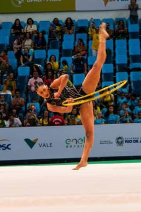 RECORD DATE NOT STATED Pan American Rhythmic gymnastics, Rhythmische Sportgymnastik, RSG championship, in Rio de Janeiro Rio de Janeiro (RJ) 07 06 2026 - Pan American Gymnastics Rhythmic Gymnastics Rio de Janeiro - Athlete Barbara Domingos (BRA), in the hoop final, at the Pan American Adult Rhythmic Gymnastics Championship this Sunday (07), at Arena Carioca 1, in the Barra da Tijuca Olympic Park.(Foto: Lucas Simonin Gomes Thenews2 imago images) SPO  Copyright: xLucasxSimoninxGomesx