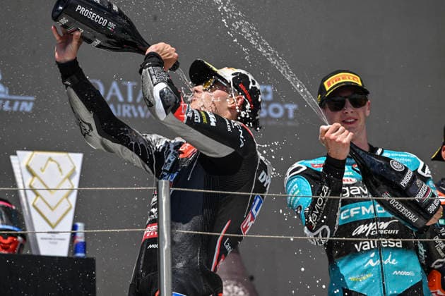 MOTO - MOTO 3 - HUNGARY GRAND PRIX 2026 ALMANSA David (spa), Liqui Moly Dynavolt Intact GP, KTM RC250GP, portrait celebrates his second place on podium during the 2026 Moto3 Grand Prix of Hungary , on Balaton Park circuit, from June 5 to 7, in Hungary - Balaton ParkHungary  Copyright: xGIGIxSOLDANOx