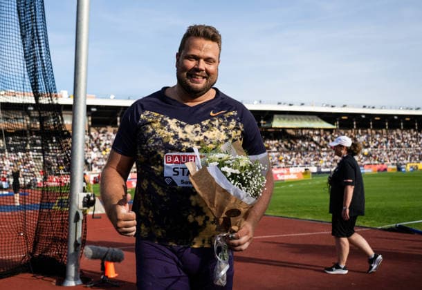260607 Daniel Stahl of Sweden celebrates after competing in the men s discus during Bauhaus galan, part of the Diamond League series, June 7, 2026 in Stockholm Photo Fredrik Karlsson BILDBYRAN COP 185 MT1057 friidrott athletics friidrett diamond league bauhaus galan bbeng stockholm sweden sverige diskus jubel discus  Copyright: FREDRIKxKARLSSON BB260607FK047