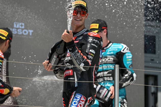 MOTO - MOTO 3 - HUNGARY GRAND PRIX 2026 ALMANSA David (spa), Liqui Moly Dynavolt Intact GP, KTM RC250GP, portrait celebrates his second place on podium during the 2026 Moto3 Grand Prix of Hungary , on Balaton Park circuit, from June 5 to 7, in Hungary - Balaton ParkHungary  Copyright: xGIGIxSOLDANOx