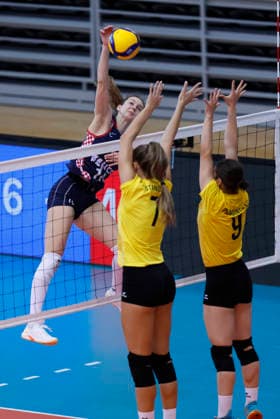 Croatia v Lithuania: CEV Volleyball European League 2026 Women Ana Burilovic of Croatia strikes during the CEV Volleyball European League 2026 Women 3rd round match between Croatia and Lithuania at Sports Hall Gradski vrt on June 07, 2026., in Osijek, Croatia.  DavorxJavorovic PIXSELL