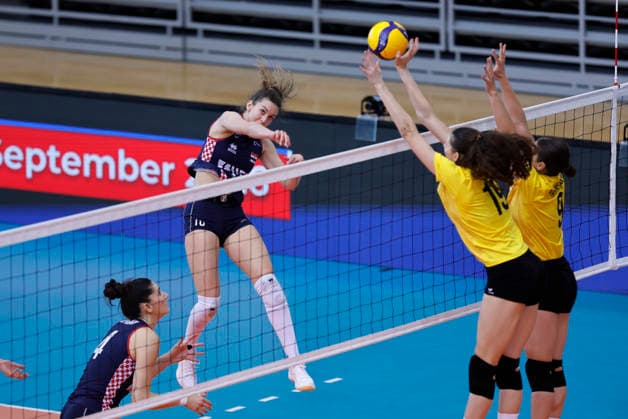 Croatia v Lithuania: CEV Volleyball European League 2026 Women Ana Burilovic of Croatia strikes during the CEV Volleyball European League 2026 Women 3rd round match between Croatia and Lithuania at Sports Hall Gradski vrt on June 07, 2026., in Osijek, Croatia.  DavorxJavorovic PIXSELL