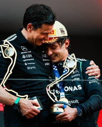 F1 - MONACO GRAND PRIX 2026 WOLFF Toto (aut), Team Principal & CEO of Mercedes AMG F1 Team, KIMI ANTONELLI Andrea (ita), Mercedes AMG F1 Team W16, portrait podium during the Formula 1 Grand Prix de Canada 2026, 6th round of the 2026 Formula One World Championship, WM, Weltmeisterschaft from June 5 to 7, 2026 on the Circuit de Monaco, in Monte-Carlo, Monaco - Monte-CarloMonaco  Copyright: xFLORENTxGOODENx