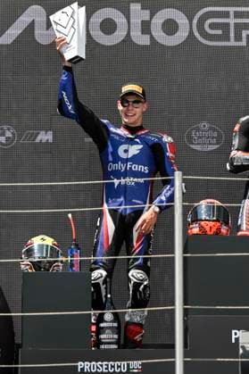 MOTO - MOTO 2 - HUNGARY GRAND PRIX 2026 SALAC Filip (cze), OnlyFans American Racing Team, Kalex Moto2, portrait celebrates his second place during the 2026 Moto2 Grand Prix of Hungary , on Balaton Park circuit, from June 5 to 7, in Hungary - Balaton ParkHungary  Copyright: xGIGIxSOLDANOx