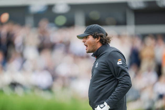 KLM Open 2026 - Day Four Eugenio Chacarra of Spain celebrates sinking his winning putt on the 18th green during the final round of the KLM Open at The International in Amsterdam, Netherlands, on June 7, 2026. Amsterdam Netherlands  Copyright: xAndyxAstfalckx originalFilename:astfalck-klmopenr260607_npXKE.jpg