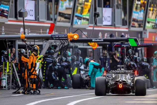 RECORD DATE NOT STATED 7th June 2026: Circuit de Monaco, Monaco: Formula One Monaco Grand Prix, Race Day; A double stack pit stop for the Mercedes team TimxWilliams