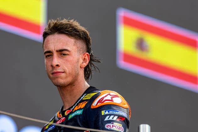 MotoGP of Hungary - Race Number 37 Red Bull KTM Factory Racing rider Pedro Acosta celebrates coming second in the race at the 2026 Grand Prix of Hungary. Balatonfokajar Balatonfokajar Hungary  Copyright: xStephenxBlackberryx originalFilename:blackberry-2026gran260607_npNHe.jpg
