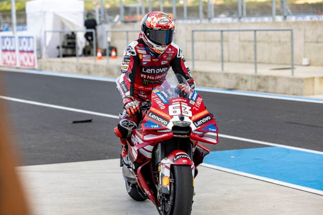 MotoGP of Hungary - Race Number 63 Ducati Lenovo Team rider Francesco Bagnaia celebrates finishing third in the race at the 2026 Grand Prix of Hungary. Balatonfokajar Balatonfokajar Hungary  Copyright: xStephenxBlackberryx originalFilename:blackberry-2026gran260607_np0qN.jpg