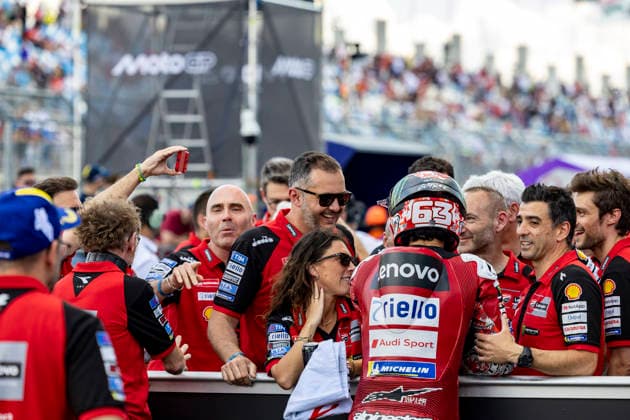 MotoGP of Hungary - Race Number 63 Ducati Lenovo Team rider Francesco Bagnaia celebrates finishing third in the race at the 2026 Grand Prix of Hungary. Balatonfokajar Balatonfokajar Hungary  Copyright: xStephenxBlackberryx originalFilename:blackberry-2026gran260607_nphTx.jpg