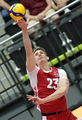 VOLLEYBALL - CEV EL, AUT vs MNE SCHWECHAT,AUSTRIA,07.JUN.26 - VOLLEYBALL - CEV European League, OEVV international match, Länderspiel, Nationalmannschaft Austria vs Montenegro. Image shows Mathaeus Ernst Jurkovics (AUT).  GEPAxpictures xWalterxLuger
