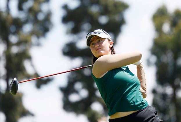 Karis Davidson of Australia tees off on the 2nd hole during the final round of the 81st Women s U.S. Open golf championship at the Riviera Country Club in Pacific Palisades, California, on Sunday, June 7, 2026.  GLP20260607903 CAROLINExBREHMAN