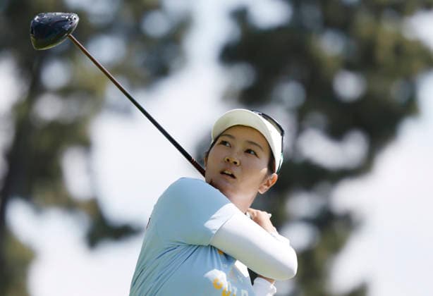 Sora Kamiya of Japan tees off on the 2nd hole during the final round of the 81st Women s U.S. Open golf championship at the Riviera Country Club in Pacific Palisades, California, on Sunday, June 7, 2026.  GLP20260607907 CAROLINExBREHMAN