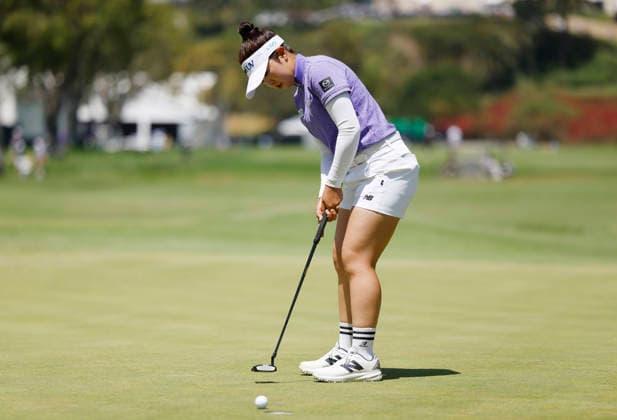 Miyu Yamashita of Japan putts on the 1st green during the final round of the 81st Women s U.S. Open golf championship at the Riviera Country Club in Pacific Palisades, California, on Sunday, June 7, 2026.  GLP20260607914 CAROLINExBREHMAN