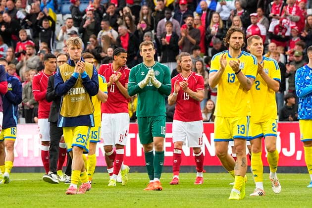 DENMARK national team, Nationalteam Test Match: Denmark - Ukraine Danish and Ukrainian players after the match has been whistled off. The football international match, Länderspiel, Nationalmannschaft between Denmark and Ukraine at Odense Stadium on Sunday, June 7, 2026. Christian Eriksen was able to leave the field on his own after he collapsed on the grass in the second half during Denmark s test match against Ukraine. The Danish profile had received treatment but was able to walk to the ambulance that had driven onto the stadium. Shortly after, the referee whistled the match off early. - Eriksen is in good condition given the circumstances, said the stadium announcer. (Photo: Bo Amstrup Scanpix 2026) , Odense Denmark *** DENMARK National Team Test Match Denmark Ukraine Danish and Ukrainian players after the match has been whistled off The football international match between Denmark and Ukraine at Odense Stadium on Sunday, June 7, 2026 Christian Eriksen was able to leave the field on his own after he collapsed on the grass in the second half during Denmark s test match against Ukraine The Danish profile had received treatment but was able to walk to the ambulance that had driven onto the stadium Shortly after, the referee whistled the match off early Eriksen is in good condition given the circumstances, said the stadium announcer Photo Bo Amstrup Scanpix 2026 , Odense Denmark  Copyright: BoxAmstrupx spdk20260607-201550-L