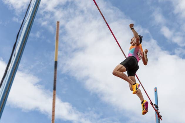260607 Renaud Lavillenie of France celebrates in the men s pole vault during Bauhaus galan, part of the Diamond League series, June 7, 2026 in Stockholm Photo Maxim ThorÃ BILDBYRAN kod MT MT1057 friidrott athletics friidrett diamond league bauhaus galan bbeng Stockholm  Copyright: MAXIMxTHORE BB260607MT148
