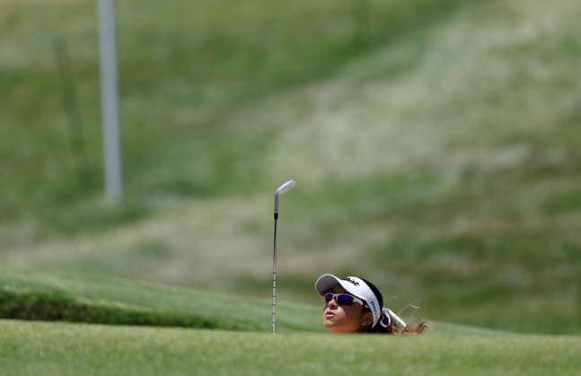 Amateur golfer Maria Jose Marin of Colombia chips out of a bunker to the 1st green during the final round of the 81st Women s U.S. Open golf championship at the Riviera Country Club in Pacific Palisades, California, on Sunday, June 7, 2026.  GLP20260607926 CAROLINExBREHMAN
