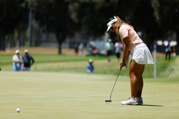 Amateur golfer Maria Jose Marin of Colombia putts on the 1st green during the final round of the 81st Women s U.S. Open golf championship at the Riviera Country Club in Pacific Palisades, California, on Sunday, June 7, 2026.  GLP20260607927 CAROLINExBREHMAN