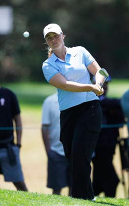 Maja Stark of Sweden chips onto the 1st green during the final round of the 81st Women s U.S. Open golf championship at the Riviera Country Club in Pacific Palisades, California, on Sunday, June 7, 2026.  GLP20260607928 CAROLINExBREHMAN