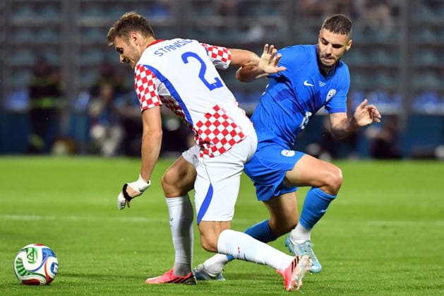 Croatia v Slovenia - International Friendly, Länderspiel, Nationalmannschaft Josip Stanisic of Croatia and Danijel Sturm of Slovenia competes for the ball during the international friendly match between Croatia and Slovenia at Stadium Varteks on June 7, 2026 in Varazdin, Croatia.  VjeranxZganecxRogulja PIXSELL