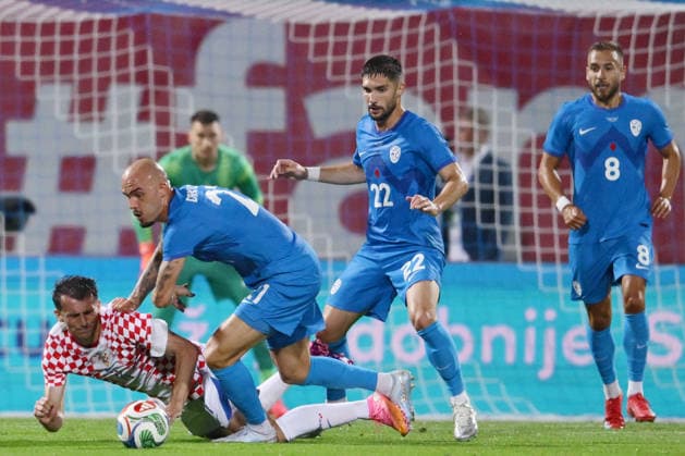 Croatia v Slovenia - International Friendly, Länderspiel, Nationalmannschaft Ante Budimir of Crotia and Vanja Drkusic of Slovenia competes for the ball during the international friendly match between Croatia and Slovenia at Stadium Varteks on June 7, 2026 in Varazdin, Croatia.  IgorxSoban PIXSELL