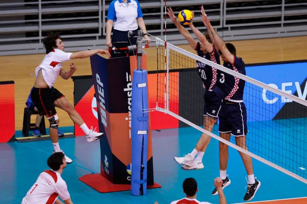 Croatia v Georgia: CEV Volleyball European League 2026 Men Saba Sibashvili of Georgia strikes during the CEV Volleyball European League 2026 Men 3rd round match between Croatia and Georgia at Sports Hall Gradski vrt on June 07, 2026., in Osijek, Croatia.  DavorxJavorovic PIXSELL