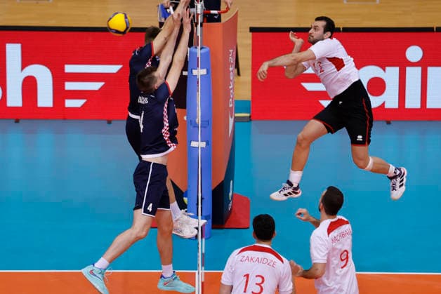 Croatia v Georgia: CEV Volleyball European League 2026 Men Mate Tevdoradze of Georgia strikes during the CEV Volleyball European League 2026 Men 3rd round match between Croatia and Georgia at Sports Hall Gradski vrt on June 07, 2026., in Osijek, Croatia.  DavorxJavorovic PIXSELL